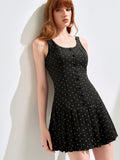 Step out in style with this playful polka dot dress featuring a chic pleated waist and a flattering square neckline. Its slim fit silhouette highlights your curves while adding a touch of elegance to any occasion. Perfect for those who love a fun yet sophisticated look!