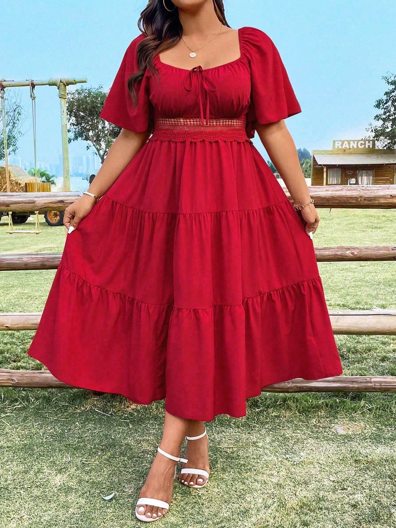 Celebrate the new year in style with our Chic Plus-Size Embroidered Maxi Dress! This elegant dress features a sweetheart neckline and intricate embroidery, perfect for any classy celebration. Stand out and feel confident in our trendy and flattering design. (Outfit goals achieved!)