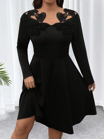 Dress to impress this Valentine's Day with our Chic Plus-Size Lace Patchwork Heart Dress! The elegant lace and charming heart patchwork make this dress perfect for a romantic evening. Show off your curves and feel confident in this must-have piece. (Love at first sight!)