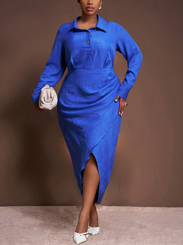 This chic plus-size dress blends comfort with style, featuring long sleeves and a pleated design that adds fun texture to your look. The polo collar brings a sporty twist, while the solid color keeps it effortlessly versatile. Perfect for casual outings or relaxed days when you want to feel fabulous without the fuss.