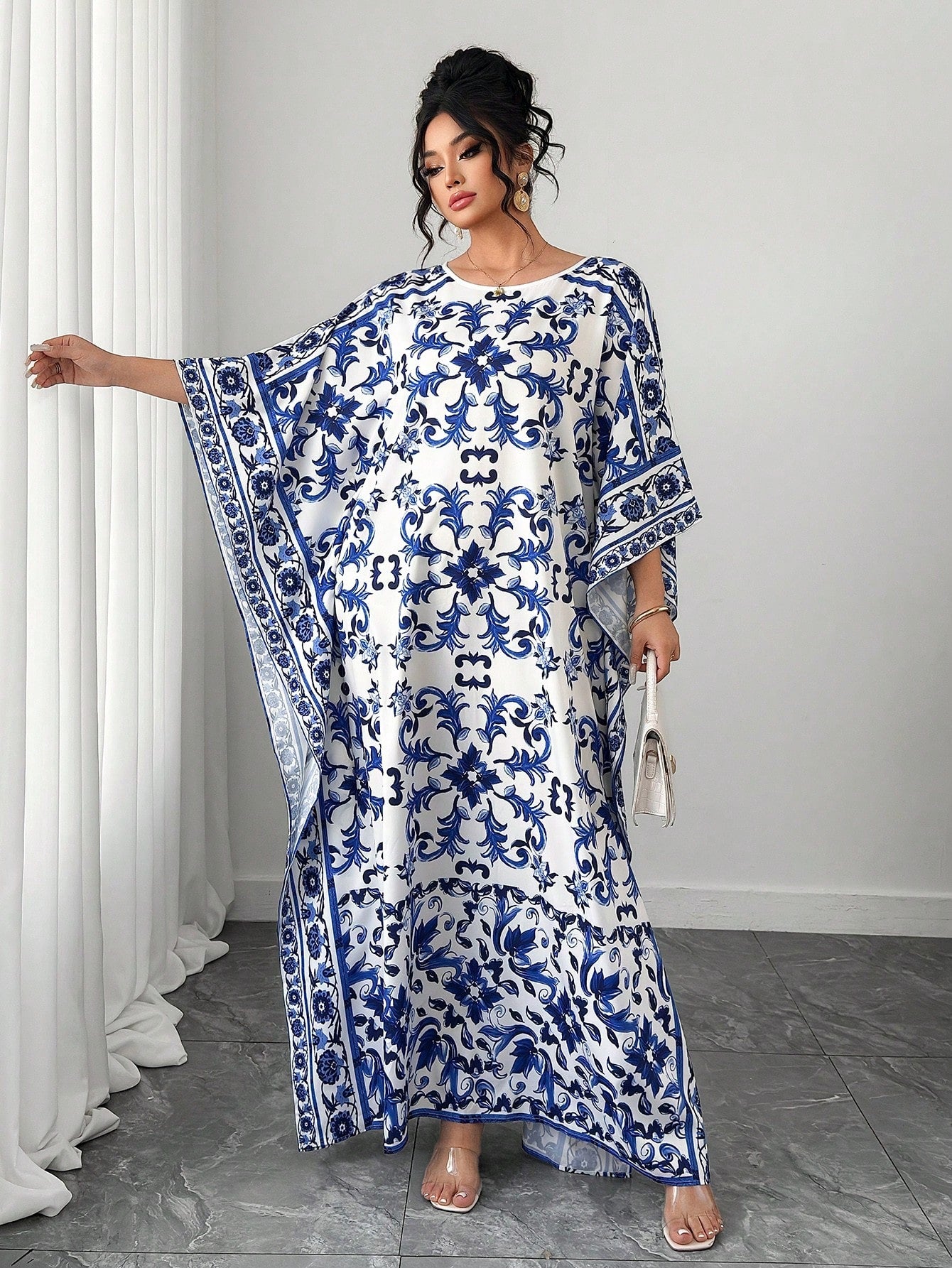 Escape the ordinary in this stunning batwing sleeve dress that celebrates timeless Chinoiserie artistry. Perfect for plus-size figures, the relaxed silhouette drapes beautifully while the dramatic sleeves add instant flair to your vacation wardrobe. The intricate print whispers stories of Eastern elegance, transforming any getaway into a fashion moment. Slip it on and let wanderlust do the talking—comfort meets style in the most effortless way possible.