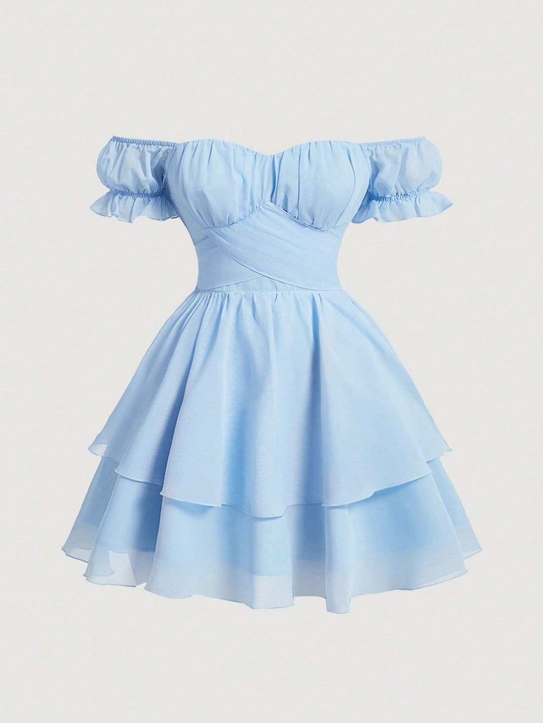 Achieve summer elegance with our Chic Plus Size Blue Off-Shoulder Tiered Mini Dress. The adjustable bow belt cinches your waist for a flattering silhouette. The off-shoulder design adds a touch of romance while keeping you cool. Perfect for any occasion, this dress is a must-have for your summer wardrobe.