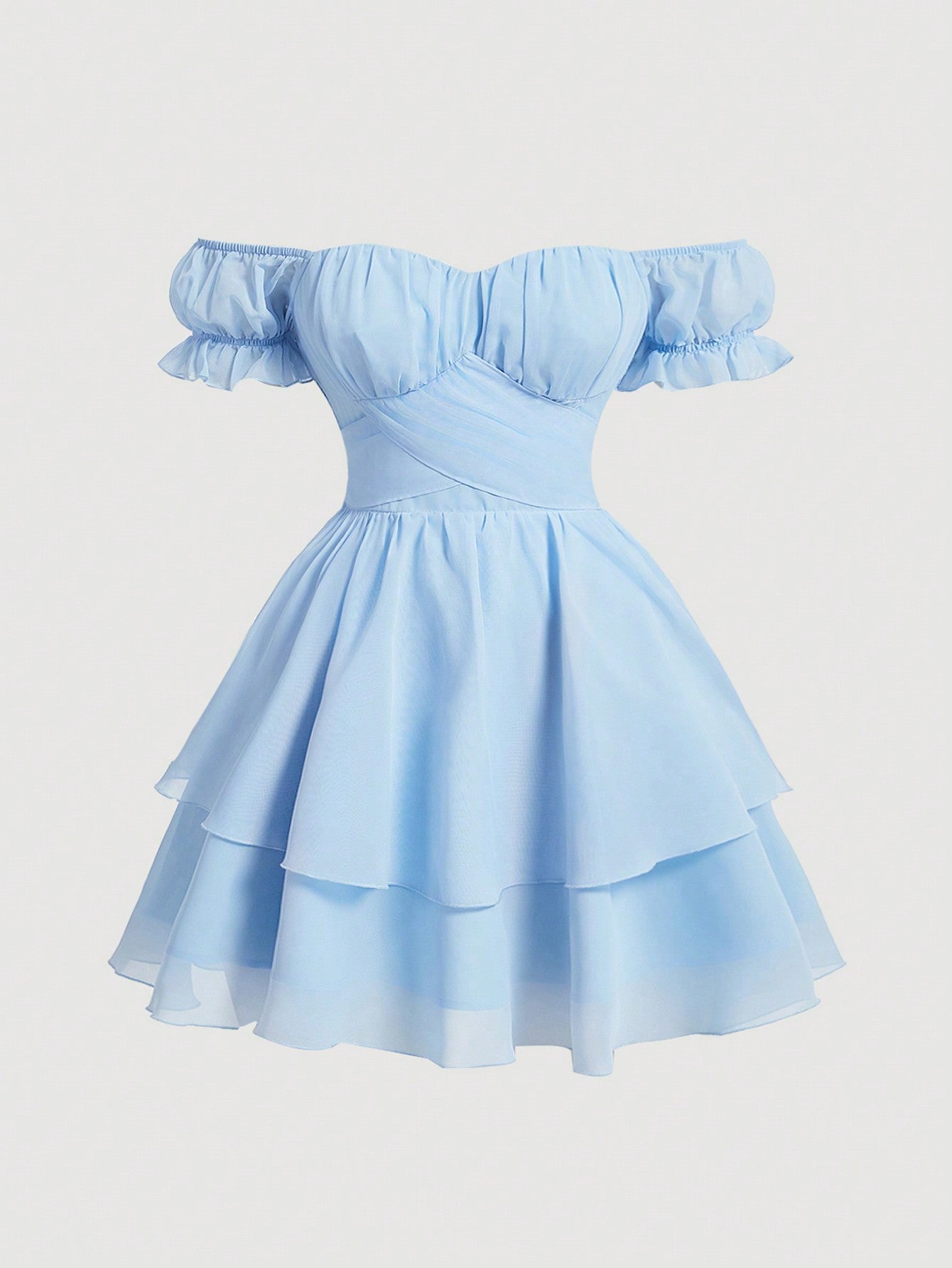 Achieve summer elegance with our Chic Plus Size Blue Off-Shoulder Tiered Mini Dress. The adjustable bow belt cinches your waist for a flattering silhouette. The off-shoulder design adds a touch of romance while keeping you cool. Perfect for any occasion, this dress is a must-have for your summer wardrobe.