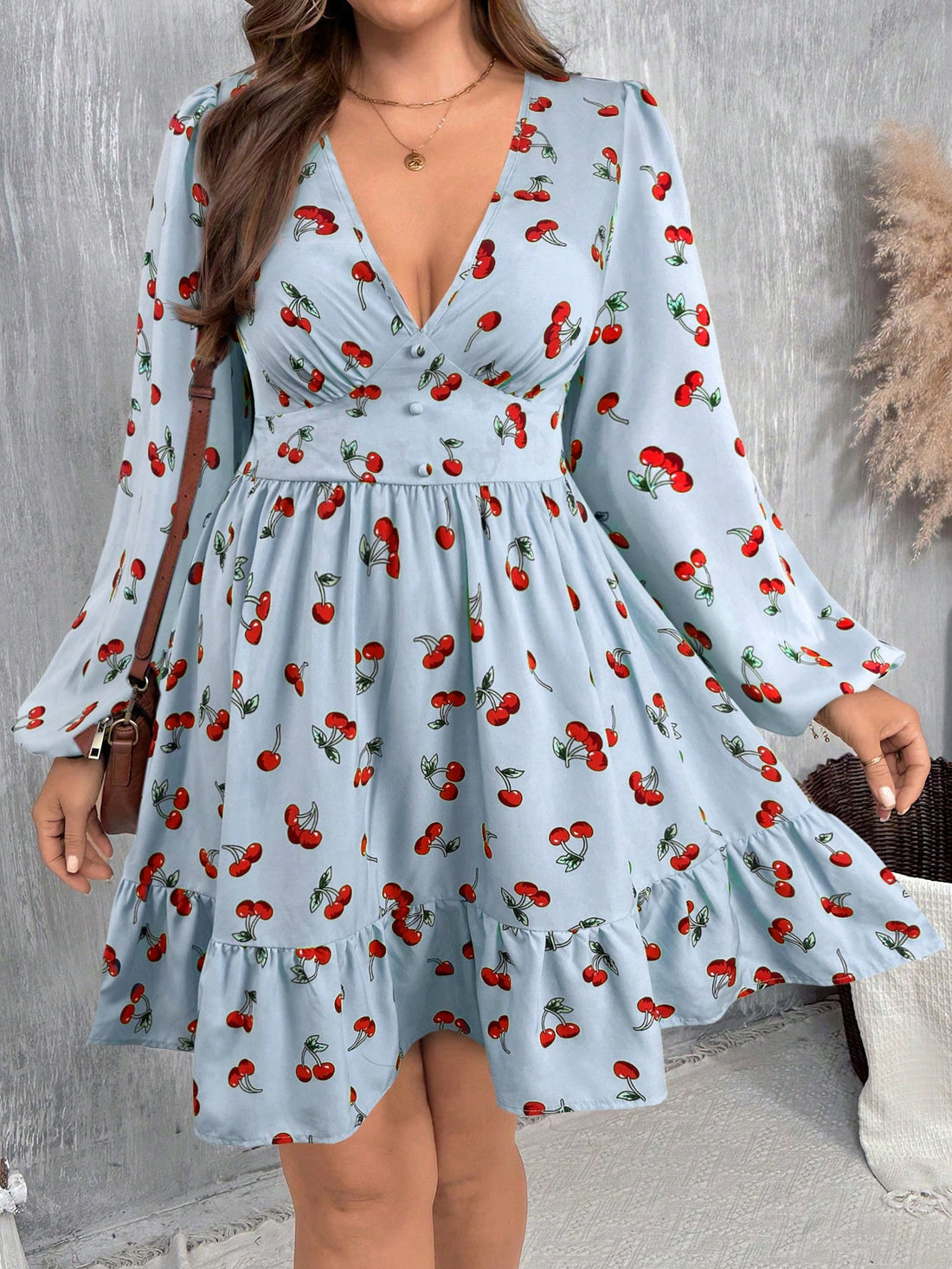 Looking for a dress that's both chic and perfect for autumn (but not in an obvious way)? Look no further! This A-line dress features a charming cherry print that's playful and stylish, making it perfect for any fall occasion. Get yours today and stand out from the crowd!
