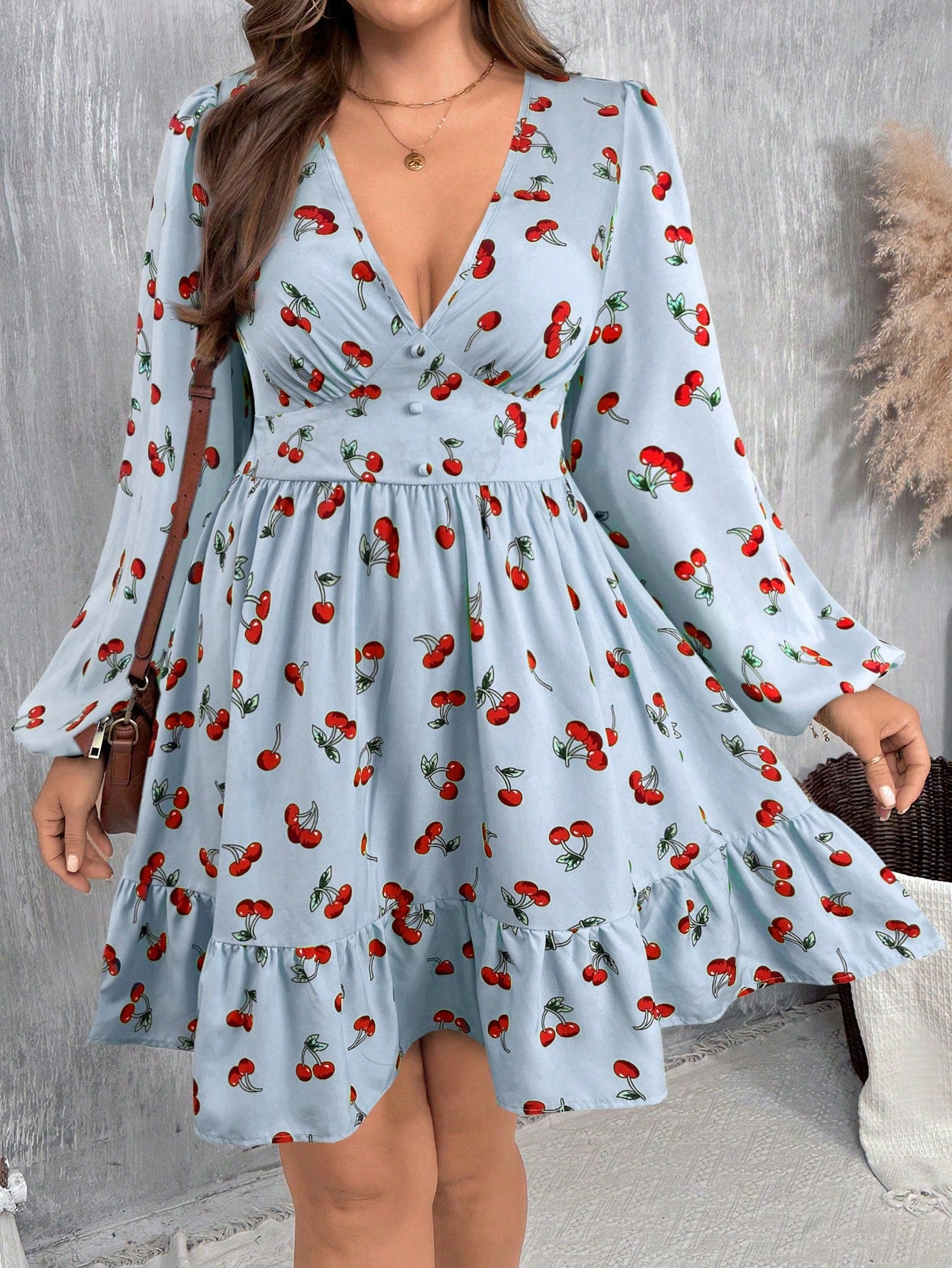 Looking for a dress that's both chic and perfect for autumn (but not in an obvious way)? Look no further! This A-line dress features a charming cherry print that's playful and stylish, making it perfect for any fall occasion. Get yours today and stand out from the crowd!