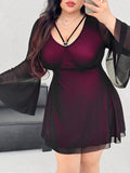 Step out in style with this playful plus size A-line dress featuring a flattering V-neck and eye-catching contrast colors. The heart-shaped bell sleeves add a fun, flirty touch, making it perfect for any occasion where you want to feel confident and charming. Comfortable and chic, this dress celebrates your curves with a lively twist.