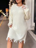 Step into effortless style with this Chic Plus Size Distressed Sweater Dress, designed to bring comfy cool vibes to your spring and autumn wardrobe. Its playful distressed details add just the right touch of edge, while the cozy knit keeps you warm without weighing you down. Whether you're out for brunch or lounging with friends, this dress blends comfort and fashion in perfect harmony. Embrace the season with a piece that’s as fun as it is flattering.