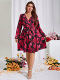 Get ready to turn heads in this Chic Plus Size Floral Pleated Dress! With a flattering belted waist and beautiful floral print, this dress is perfect for the spring season and even doubles as a great Valentine's Day outfit. Don't miss out on this must-have addition to your wardrobe.