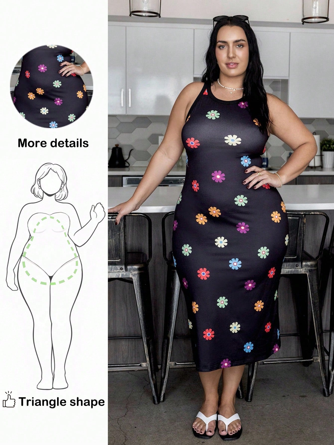Bloom into confidence with this stunning floral bodycon cami dress! Designed for curves, this playful piece features a vibrant floral print that brings garden-fresh style to your wardrobe. The fitted silhouette hugs you in all the right places, while the classic round neckline keeps things effortlessly chic. Perfect for date nights, brunch dates, or whenever you want to feel fabulous. Slip it on and let your personality shine as bright as the flowers on this dress!