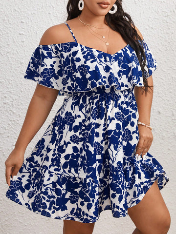 Effortlessly rock summer style with our Chic Plus Size Floral Print Cold Shoulder Dress! This trendy dress features a unique cold shoulder design and a beautiful floral print, making it perfect for any occasion. Stay stylish and comfortable all season long with this must-have dress.