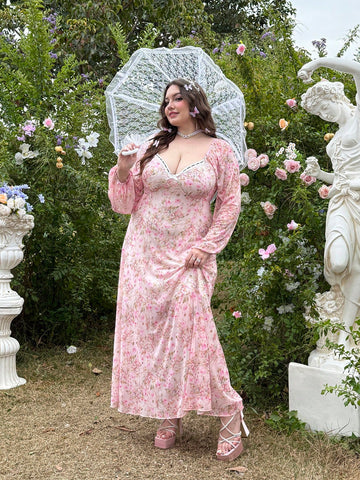 Be effortlessly elegant in this Chic Plus Size Floral Print Dress. With delicate lace trim and charming lantern sleeves, this dress adds a touch of romance to any occasion. The floral print gives a playful twist to the timeless design, making it perfect for those who don't take themselves too seriously.