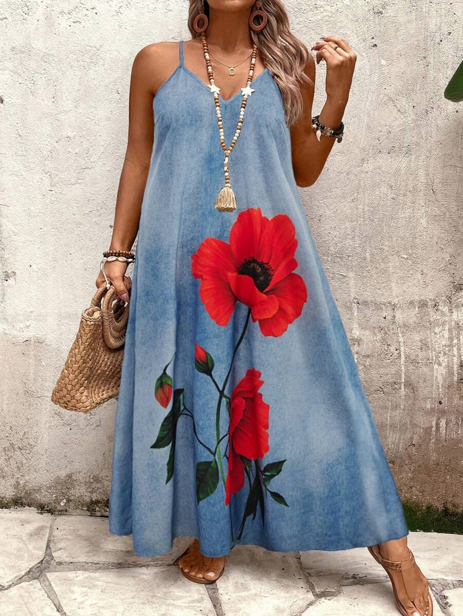 Step into summer with this chic plus size floral print maxi slip dress, designed to keep you cool and stylish all season long. Its flowing silhouette and vibrant floral pattern bring effortless charm, while the slip style adds a touch of flirty ease. Perfect for sunny days or casual evenings, this dress makes embracing warm weather a breeze.