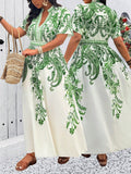Step into summer with this playful plus size midi dress, featuring a fresh green and white floral pattern that brightens any day. Its flattering cut offers comfort and style, making it perfect for effortless outings or garden parties. Embrace easy elegance and let your vibrant personality bloom in this charming dress.