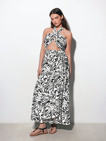 Turn heads at your next country festival in this fabulous halter wrap dress! Designed for curves and confidence, this chic piece features a retro bohemian print that captures free-spirited vibes with timeless flair. The flattering wrap silhouette cinches at the waist while the halter neckline offers adjustable support and a touch of flirty elegance. Perfect for outdoor celebrations, music events, or any occasion calling for boho-inspired style. Slip it on and let your personality shine as bright as the dese