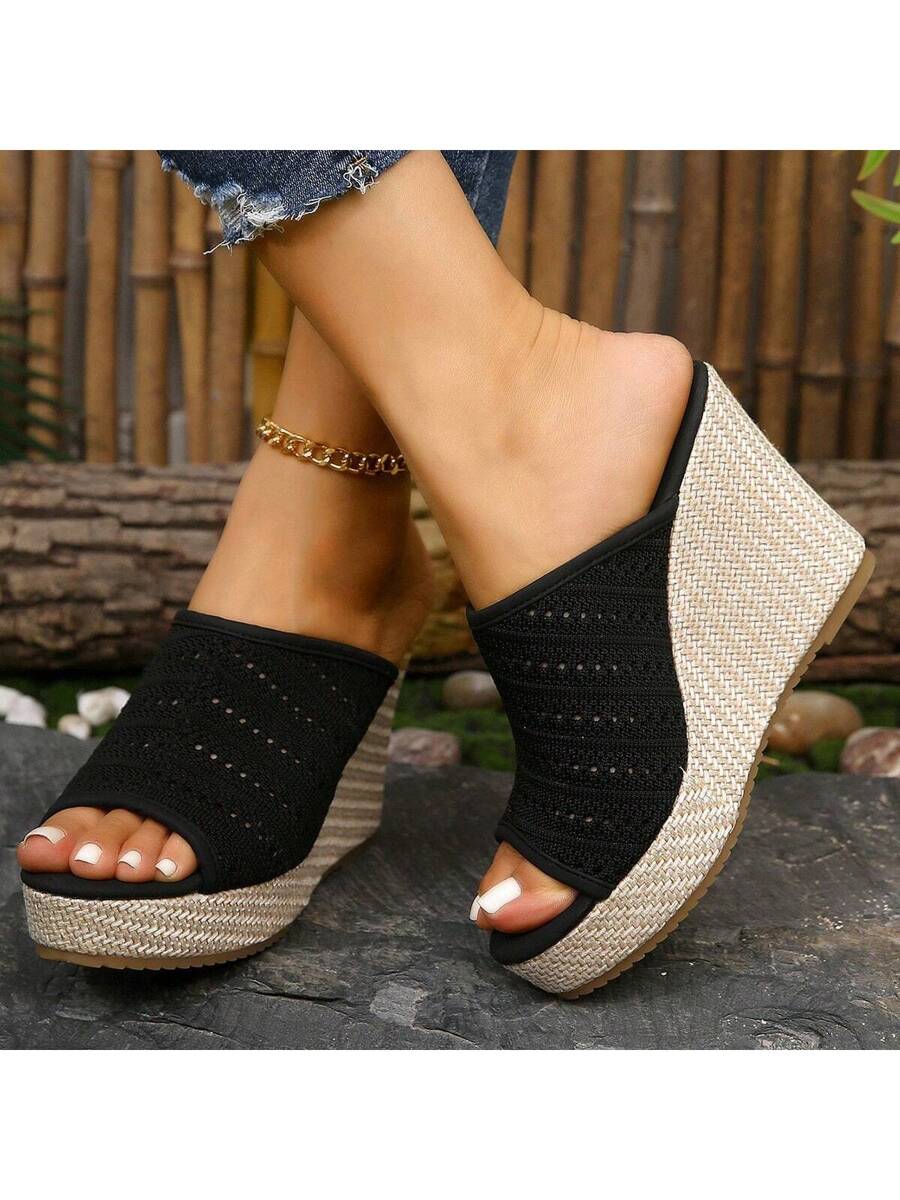 Step into style and comfort with these Chic Plus Size Hollow Lace Peep Toe Wedge Sandals. Featuring breathable mesh and a thick sole, they add a playful twist to your wardrobe while keeping your feet happily cushioned. Perfect for sunny days and lively nights, these wedges blend flirty lace with all-day support for an effortlessly fabulous look. Elevate your 2025 collection with a fun, fresh vibe!