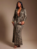 Unleash your wild side this autumn with our stunning leopard print dress—the perfect blend of bold style and effortless elegance. Designed for the modern plus-size woman, this long-sleeve beauty features a daring deep V neckline and a thigh-high slit that commands attention. Whether you're jet-setting on vacation or turning heads at dinner, this versatile piece transitions seamlessly from day to night. The timeless leopard pattern pairs beautifully with everything in your wardrobe, while the flattering silh
