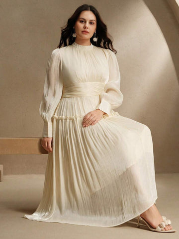 Step into elegance with this chic plus size long sleeve formal dress, designed to flatter every curve. The ruched waist adds a touch of sophistication while enhancing your silhouette, and the playful puff sleeves bring a fun, fashionable twist. Perfect for any special occasion, this dress combines comfort and style effortlessly, making you feel confident and fabulous all night long.