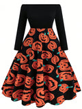 Get ready to slay this Halloween with our Chic Plus Size Off-Shoulder Midi Dress! Featuring a playful pumpkin print, this dress will make you the life of any celebration. The off-shoulder design adds a touch of sass, while the midi length keeps it classy. Perfect for all Halloween festivities. Get it now!
