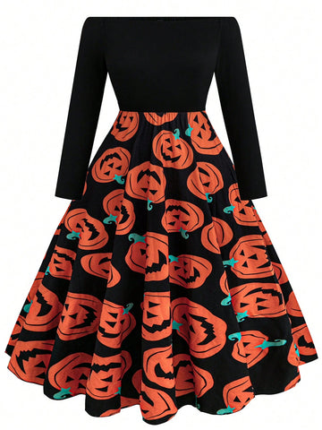 Get ready to slay this Halloween with our Chic Plus Size Off-Shoulder Midi Dress! Featuring a playful pumpkin print, this dress will make you the life of any celebration. The off-shoulder design adds a touch of sass, while the midi length keeps it classy. Perfect for all Halloween festivities. Get it now!