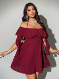Step out in style with this Chic Plus Size Off-The-Shoulder Dress, designed to bring out your romantic side at any event. Its flattering neckline highlights your shoulders while offering a comfortable fit that moves with you. Perfect for date nights, parties, or special occasions, this dress combines elegance with a playful charm that’s sure to turn heads. Embrace your curves and celebrate your unique beauty with a look that’s both sophisticated and fun.
