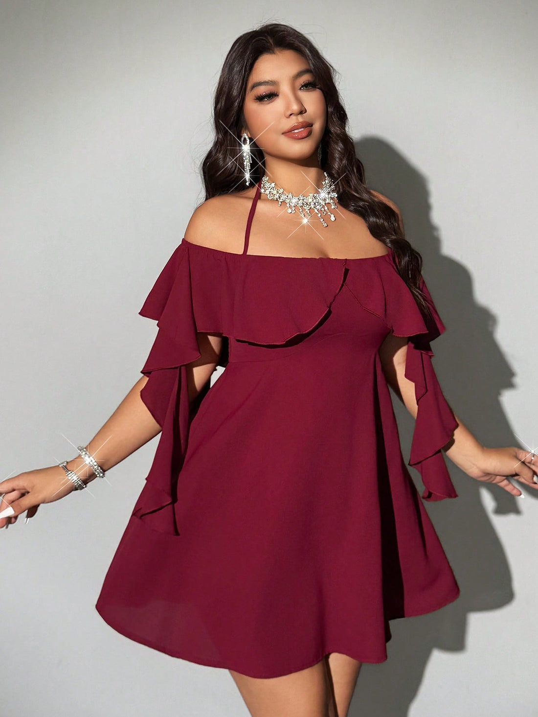 Turn heads with this chic plus size off-the-shoulder dress, perfect for adding a touch of romance to any special occasion. Its flattering neckline highlights your shoulders while the flowing silhouette ensures comfort and style. Whether it’s a date night or a garden party, this dress brings effortless elegance with a playful twist. Feel confident, beautiful, and ready to make memories!