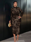 Turn heads with this playful plus size ombre leopard print bodycon maxi dress, perfect for breezy spring days and crisp autumn outings. Its flattering silhouette hugs your curves while the fading leopard spots add a wild yet chic vibe. Whether you're strolling through the city or enjoying a casual brunch, this dress effortlessly combines comfort and style with a touch of fierce fun.