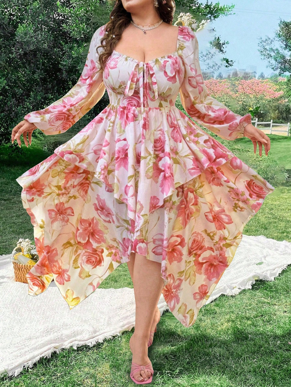 Get ready to turn heads in this elegant vintage-style Chic Plus Size Pink Asymmetric Hem Dress! With a flattering sweetheart neck and long sleeves, this dress adds a touch of glamour to any occasion. Plus, the unique asymmetric hem adds a playful twist to your outfit. Shine bright in this chic dress!