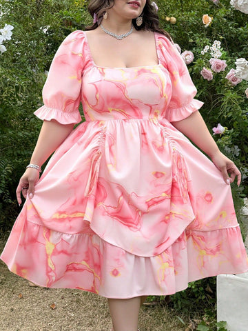 Get ready to make a statement with our Chic Plus Size Pink Midi Dress! With its square neckline and drawstring waist, this dress brings a retro collegiate vibe that's full of style and personality. It's perfect for any occasion and will make you stand out in a fun and fashionable way. Get it now and show off your unique sense of style!