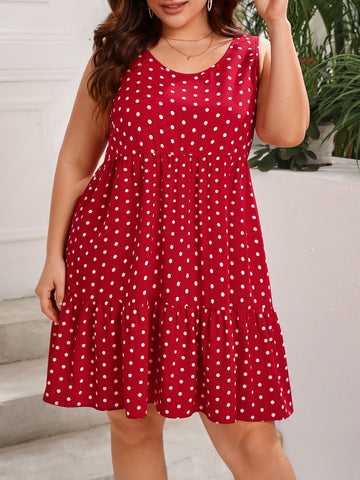 Get ready to turn heads with this Chic Plus Size Polka Dot Ruffle Hem Smock Dress! Perfect for any occasion, this dress will make you stand out with its unique and playful design. With its flattering fit and stylish ruffle hem, this dress is a must-have for any fashion-forward individual.