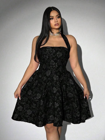 Turn heads this season with our Chic Plus Size Red Jacquard Halter Neck Midi Dress, perfect for Valentine’s Day and New Year’s celebrations. The vibrant red jacquard fabric adds a touch of elegance, while the halter neck design highlights your shoulders with playful charm. Its flattering midi length ensures you dance the night away in style and comfort. Celebrate in confidence and make every moment unforgettable!