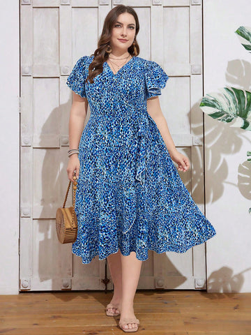 Embrace your summer goddess vibes in this flirty plus-size resort wrap dress! The eye-catching floral print dances across the flowing maxi silhouette, while the playful ruffled hem adds just the right amount of bounce to your step. Perfect for beachside brunches, sunset cocktails, or simply turning heads wherever your warm-weather adventures take you!