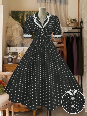 Embrace your inner princess with this enchanting plus size dress! The playful polka dots and color blocking create a whimsical statement, while delicate ruffle trim adds that perfect romantic touch. Designed to flatter your curves and spark joy, this chic dress transforms everyday moments into magical occasions. Twirl-worthy and confidence-boosting!