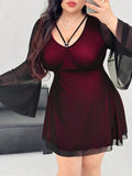 Unleash your inner fashionista with this Chic Plus Size Sexy A-Line Short Dress! Featuring a stylish contrast trim and flared sleeves, this dress will make you stand out in any crowd. Perfect for any occasion, this dress is sure to make a statement. (Chic, stylish, and flattering - this dress has it all!)