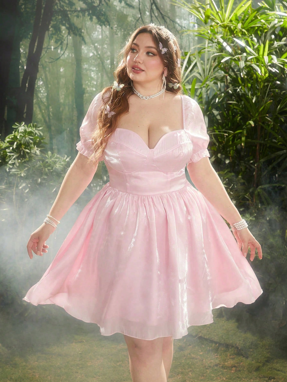 Upgrade your wardrobe with our Chic Plus Size Shiny Pink Dress for the stylish, confident woman. The cinched waist provides a flattering silhouette while the shiny pink material adds a touch of glamour. Perfect for any occasion, this dress will make you stand out in the crowd.