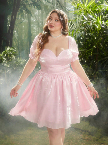 Upgrade your wardrobe with our Chic Plus Size Shiny Pink Dress for the stylish, confident woman. The cinched waist provides a flattering silhouette while the shiny pink material adds a touch of glamour. Perfect for any occasion, this dress will make you stand out in the crowd.