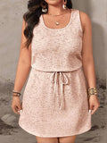 Step into summer celebrations with this chic plus size sleeveless dress, designed to flatter with a tie waist that highlights your curves. The round neckline keeps it fresh and fun, perfect for graduation parties or sunny days out. Lightweight and breezy, it combines comfort with style, making you the star of every event!