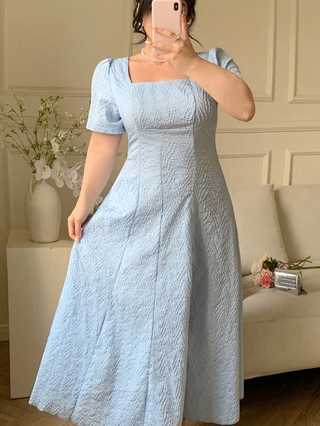 Embrace summer vibes with this playful plus-size dress that's ready for sunshine adventures! The chic square neckline frames your face beautifully, while the solid color design makes accessorizing a breeze. Comfy short sleeves provide just the right coverage, creating the perfect balance between staying cool and looking hot. This versatile sun dress will take you from beach days to dinner dates with just a change of accessories!