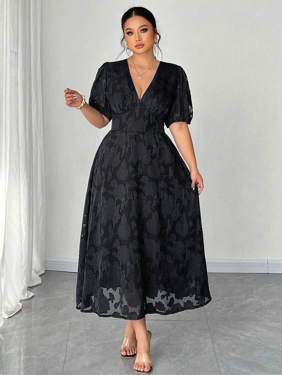 Embrace your curves this season with our fabulous plus-size summer dress! The flattering V-neckline elongates while the A-line silhouette skims beautifully over all the right places. Those adorable puff sleeves add a touch of whimsy and movement, making you feel like the star of every gathering. Crafted for comfort and style, this dress transitions effortlessly from brunch to evening plans. Perfect for warm weather adventures, it's the go-to piece that makes getting dressed feel like pure joy!