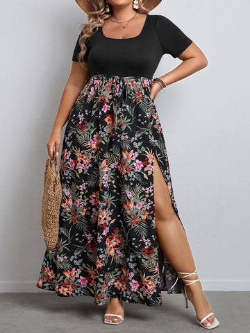 Get ready to turn heads with our Chic Plus Size Tropical Print Split Thigh Belted Dress! With a playful tropical print and a flirty split thigh design, this dress is perfect for summer vibes. Plus, the belted waist accentuates your curves for a flattering fit.
