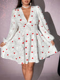 Celebrate love in style with this Chic Plus Size V-Neck Long Sleeve Casual Dress. Its flattering V-neck and soft, flowing fabric offer comfort and confidence, while the playful heart graphic adds a sweet touch perfect for Valentine’s Day. Easy to wear all day or night, this dress combines charm and coziness for a look that’s effortlessly fun and festive.