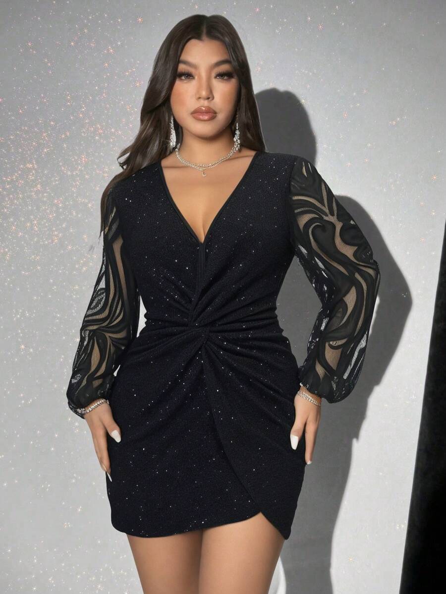 Turn heads this Valentine’s Day with our Chic Plus Size V-Neck Sequin Casual Dress. Sparkling sequins catch the light while delicate lace details add a flirty touch. Designed for comfort and style, this dress lets you celebrate love with confidence and charm. Perfect for a night out or a cozy date, it’s your go-to look for feeling fabulous and festive.