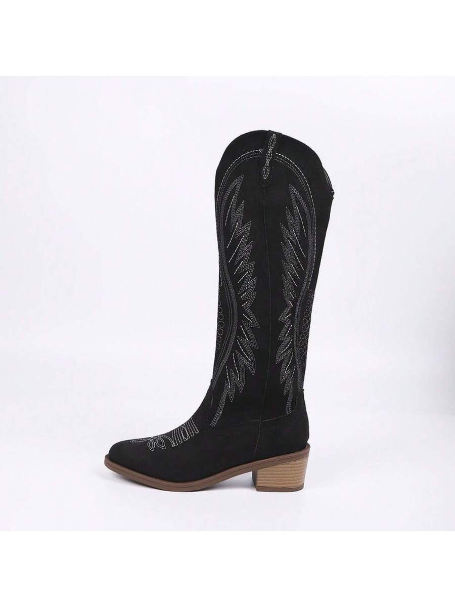 Step into style and comfort with these Chic Plus Size Western Cowboy Boots designed just for you. Crafted from soft velvet with intricate embroidery, these high-top knee boots bring a touch of bold flair to your autumn and winter wardrobe. Perfect for channeling your inner cowgirl, they offer both warmth and a standout look that turns heads wherever you go. Embrace the season with boots that blend classic Western charm with playful, modern vibes.