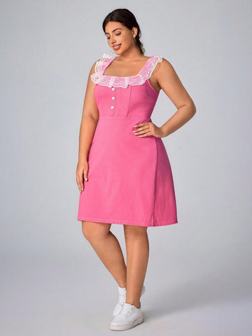 Step into summer with playful confidence in this Chic Plus Size Women's Casual Elastic Denim Dress. Designed with a comfy elastic waist, it moves with you all day long while highlighting your natural curves. Perfect for sunny days or casual nights out, this dress pairs effortlessly with your favorite sandals or sneakers for an easy, stylish vibe. Embrace the season with a look that's as fun and free as you are!