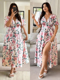 Step into sunny days with this Chic Plus Size Women's Floral V-Neck Summer Dress. Its playful floral pattern and breezy short sleeves make it perfect for effortless French casual vibes. The flattering V-neck adds a touch of charm, while the comfortable fit lets you dance through summer with style and ease.