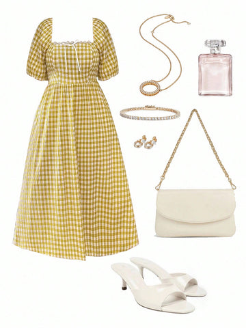 Step out in effortless charm with this Chic Plus Size Women's French Style Casual Plaid Summer Dress. Featuring a breezy short sleeve cut and a timeless plaid pattern, it’s perfect for sunny days filled with laughter and adventure. This dress blends comfort and style, making every casual outing feel a bit more special. Add a playful twist to your summer wardrobe with this fabulous French-inspired look!