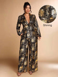 Elevate your wardrobe with this stunning metallic foil suit set—the perfect blend of sophistication and shimmer! Designed for plus-size figures, this two-piece ensemble features a lustrous finish that catches the light beautifully, making you the star of any room. Whether you're commanding the boardroom or turning heads at an evening soirée, this versatile set transitions seamlessly from office chic to party-ready. The rich autumn and winter tones paired with that eye-catching metallic sheen create an unfor