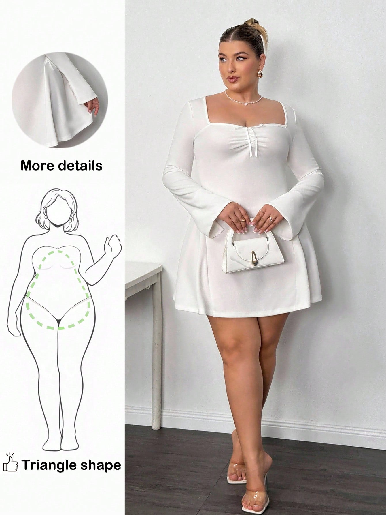 Elevate your cold-weather wardrobe with this fabulous plus-size mini dress that proves you don't have to choose between comfort and style. The long sleeves keep you cozy while the cinched waist creates a flattering silhouette that celebrates your curves. Perfect for autumn and winter outings, this chic piece transitions effortlessly from casual coffee dates to evening adventures. The mini length adds a flirty touch that's undeniably fun and fashion-forward. Dress it up with boots and jewelry or keep it rela