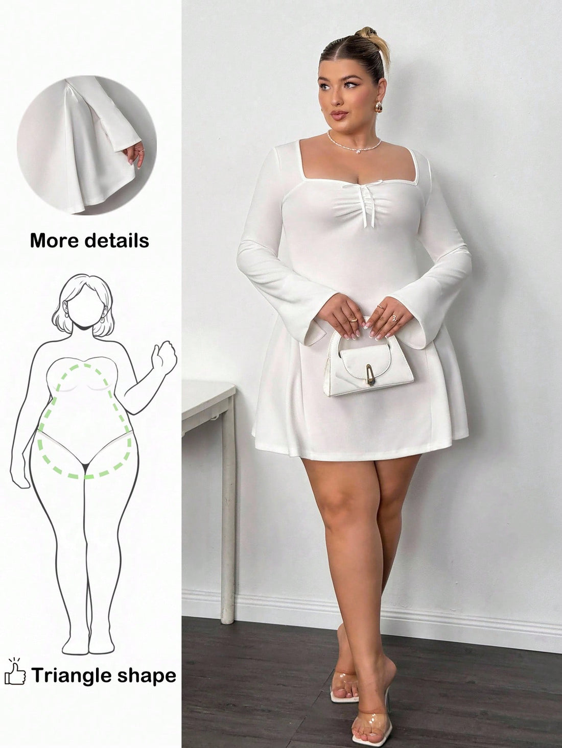 Elevate your cold-weather wardrobe with this fabulous plus-size mini dress that proves you don't have to choose between comfort and style. The long sleeves keep you cozy while the cinched waist creates a flattering silhouette that celebrates your curves. Perfect for autumn and winter outings, this chic piece transitions effortlessly from casual coffee dates to evening adventures. The mini length adds a flirty touch that's undeniably fun and fashion-forward. Dress it up with boots and jewelry or keep it rela