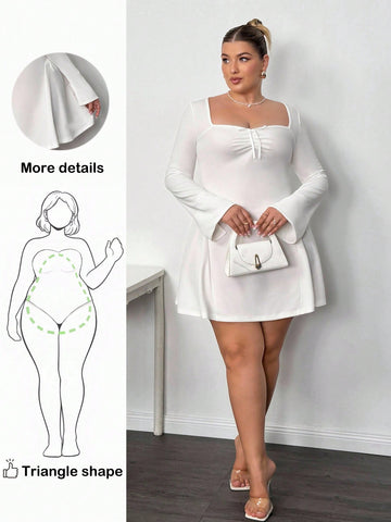 Elevate your cold-weather wardrobe with this fabulous plus-size mini dress that proves you don't have to choose between comfort and style. The long sleeves keep you cozy while the cinched waist creates a flattering silhouette that celebrates your curves. Perfect for autumn and winter outings, this chic piece transitions effortlessly from casual coffee dates to evening adventures. The mini length adds a flirty touch that's undeniably fun and fashion-forward. Dress it up with boots and jewelry or keep it rela