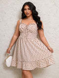 Step out in style with this playful plus size mini dress featuring a classic polka dot pattern and flirty ruffle hem. The high waist design flatters your figure while keeping you comfortable for all your summer adventures. Perfect for sunny days and casual outings, this dress adds a fun, chic touch to your warm-weather wardrobe.